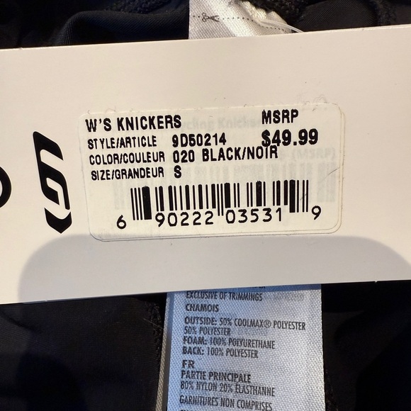 Garneau Cycling Knicker Women Size Small Black Padded Compression Pants NWT NEW - Picture 4 of 4